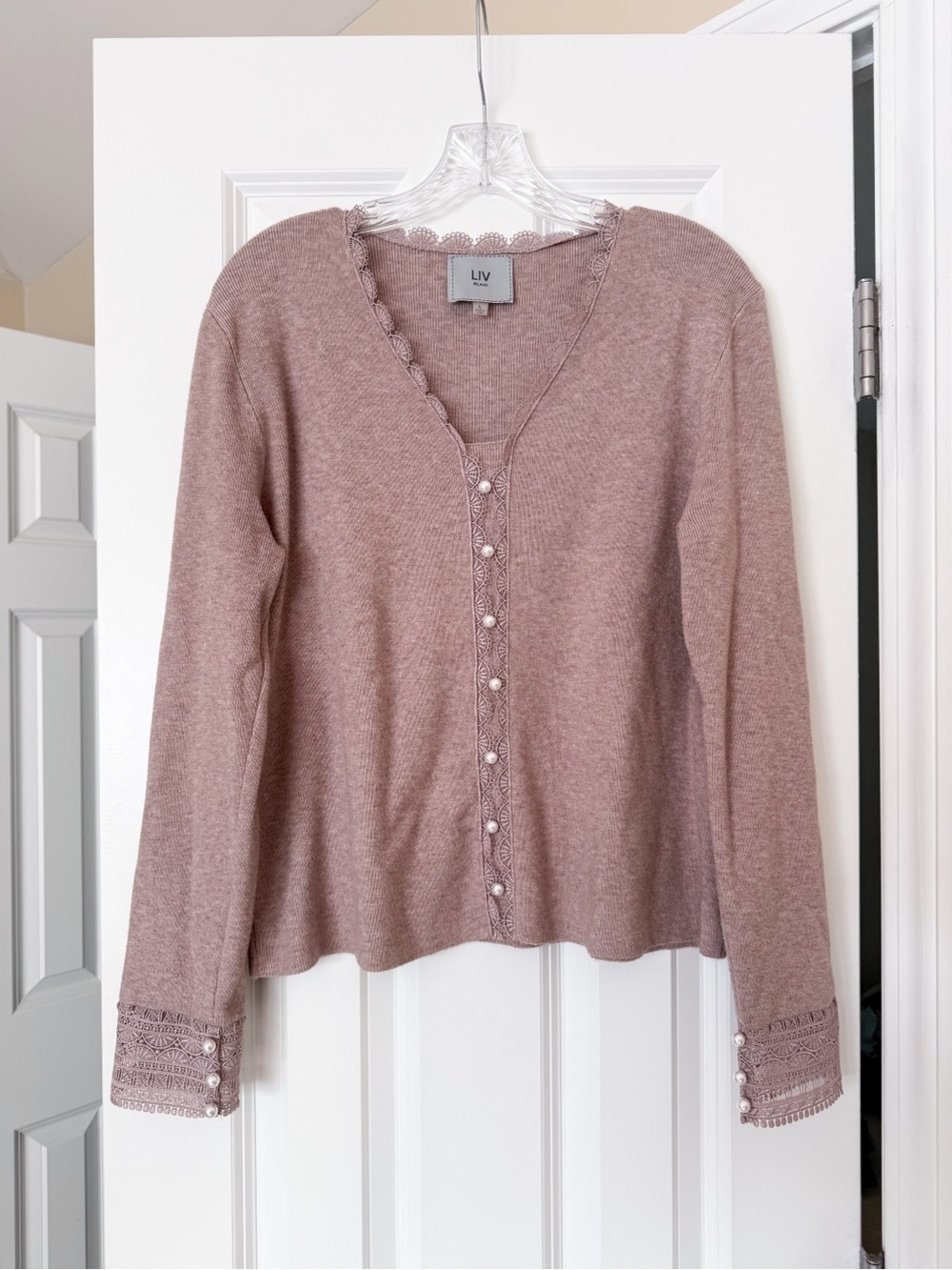 Liv Milano Pearl Faux Cardigan Sweater
